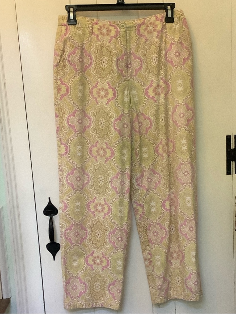 Talbots Straight Leg Patterned Pants in Yellow and Pink